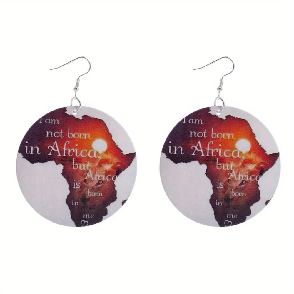 African wood earrings Juneteenth Black History Month BHM JUNETEENTH